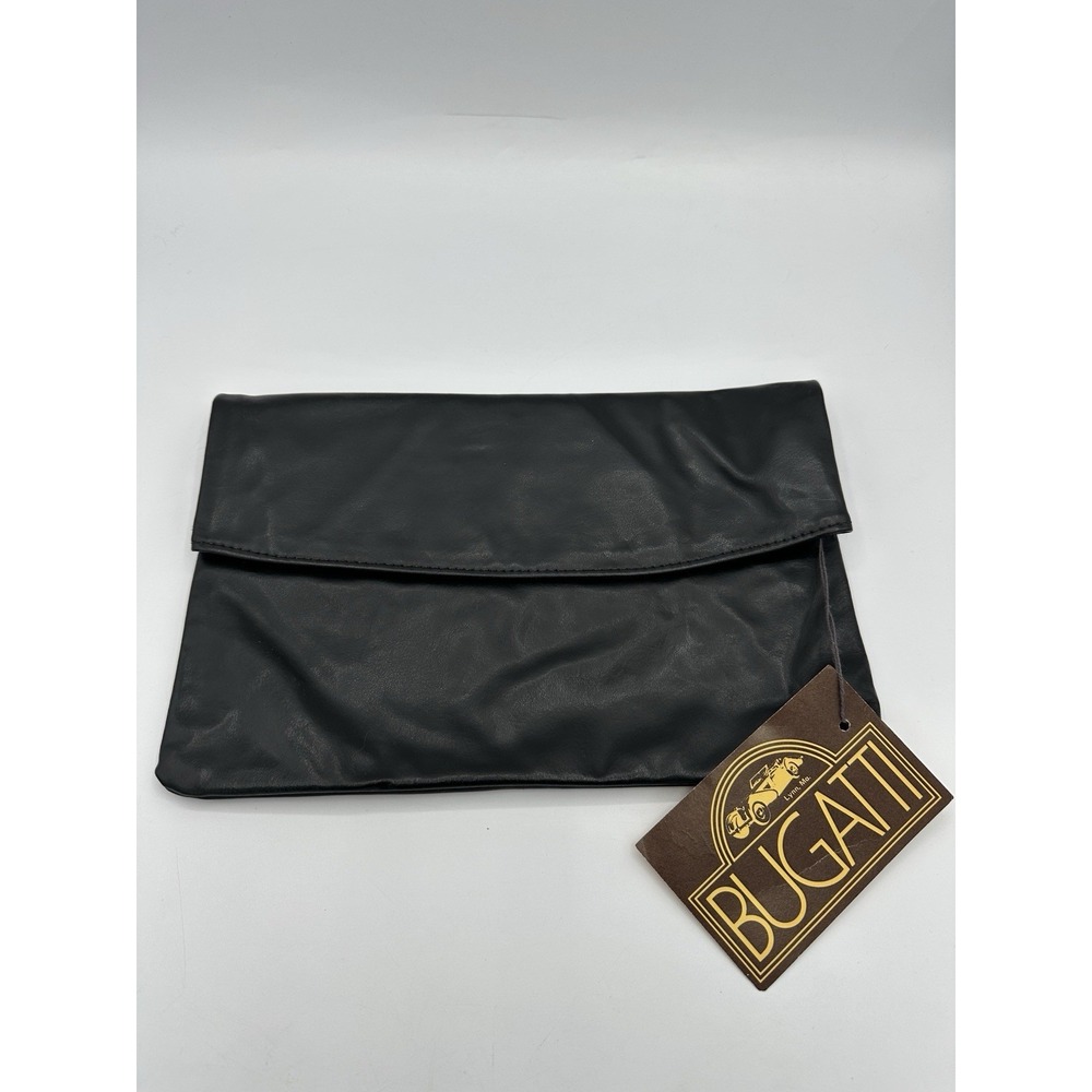Bugatti Genuine Leather Clutch Pouch‎ Black Vintage Y2K Made in USA New